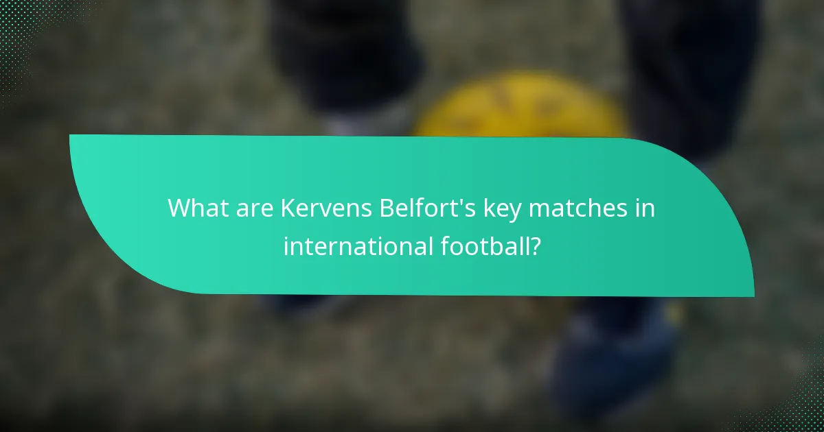 What are Kervens Belfort's key matches in international football?